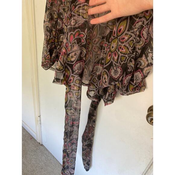 Free People x all tous floral boho wrap tie blouse one size - Picture 5 of 5